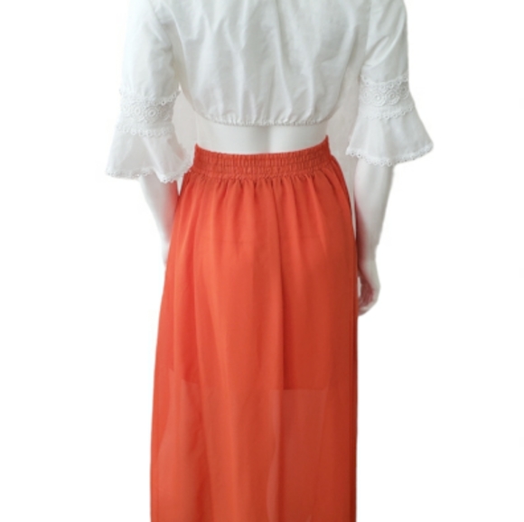 Seductions Orange Midi- Maxi Skirt - Picture 2 of 5